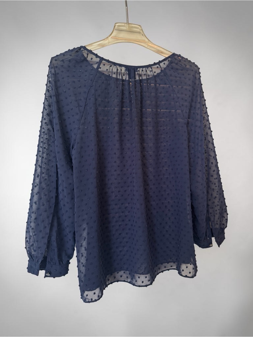 J. Crew Navy Swiss Dot Sheer Blouse